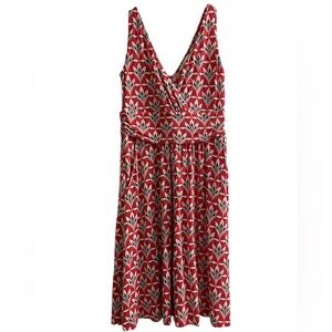 Boden Coral Red Palm Effie Jersey Wrap Dress